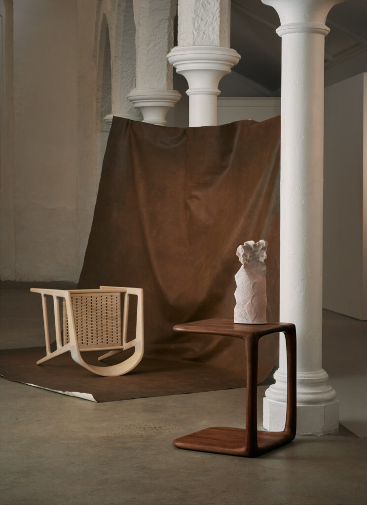 Premium Artisan Blend Side Table with Wooden Chair